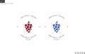 Grape juice. Red grape and blue grape. Logo template